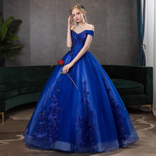 Load image into Gallery viewer, The Madilyn Royal Blue Off Shoulder Gown