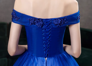 The Madilyn Royal Blue Off Shoulder Gown