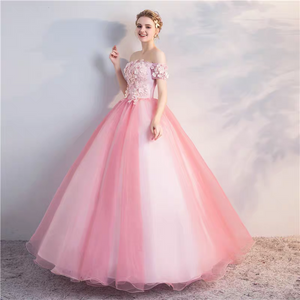 The Mallory Pink Ball Off Shoulder/Sleeveless Gown (Available in 2 Designs)