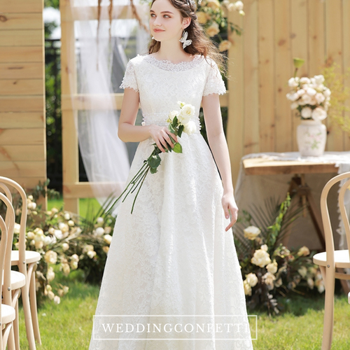 The Lorraine Wedding Bridal Short Sleeves Gown