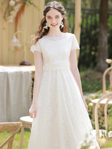 The Lorraine Wedding Bridal Short Sleeves Gown