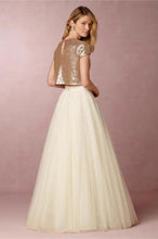 Load image into Gallery viewer, The Caia Wedding Bridal Sequined Crop Top Maxi &amp; Skirt (Customisable) - WeddingConfetti