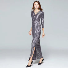 Load image into Gallery viewer, The Terra Silver Grey Long Sleeves Dress - WeddingConfetti