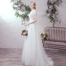 Load image into Gallery viewer, The Lowena Wedding Bridal Short Sleeve Gown - WeddingConfetti