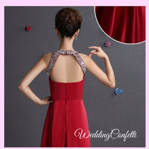 The Lovelia Halter Evening Gown (Many Colours Available) - WeddingConfetti