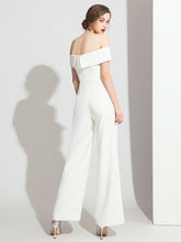 Load image into Gallery viewer, The Terri Off White/Black Off Shoulder Jumpsuit