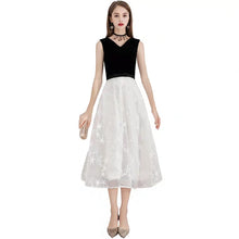 Load image into Gallery viewer, The Ixara Sleeveless White/Black Lace Gown - WeddingConfetti