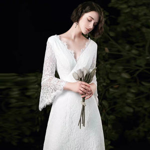 The Ophelia Wedding Bridal Trumpet Sleeves Lace Gown