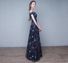 Load image into Gallery viewer, The Cassiopeia Off Shoulder Blue Gown - WeddingConfetti