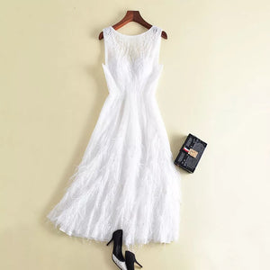 The Derlaine White / Black Sleeveless Gown - WeddingConfetti
