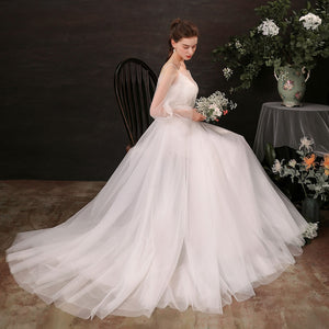The Noval Wedding Bridal Illusion Sleeves Gown