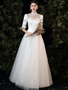 The Agatha Wedding Bridal Mid Sleeves Gown