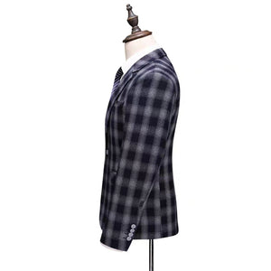 Keanu Groom Men's Black Checkered Suit Jacket, Vest and Pants (3 Piece) - WeddingConfetti