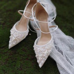 The Garden Wedding Lace Tie Heels