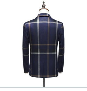 Orlando Men's Checkered Grey Suit Jacket, Vest and Pants (3 Piece) - WeddingConfetti