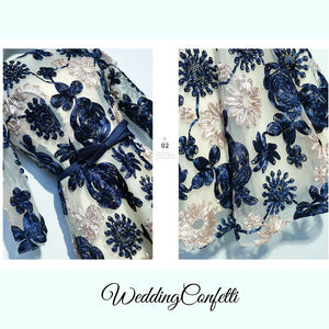 The Ophelia Blue Long Sleeve Lace Dress - WeddingConfetti
