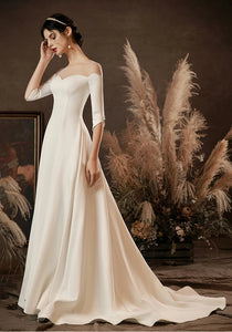 The Penelope Wedding Bridal Scalloped Hemline Off Shoulder Gown