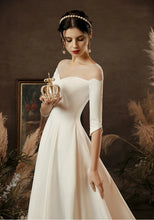 Load image into Gallery viewer, The Penelope Wedding Bridal Scalloped Hemline Off Shoulder Gown