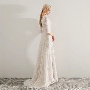 The Idora Lace Wedding Bridal Long Sleeves Dress - WeddingConfetti
