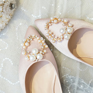 The Jazreel Wedding Bridal Pearl Pink Flats