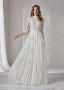The Merlynda Wedding Bridal Long Illusion Sleeves Gown