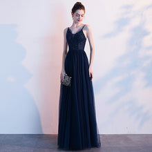 Load image into Gallery viewer, The Ryona Navy Blue Sleeveless Gown