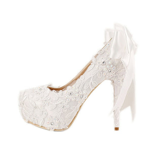 The Cara Wedding Bridal White Heels