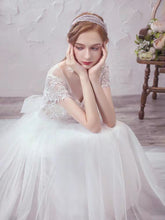 Load image into Gallery viewer, The Lowena Wedding Bridal Short Sleeve Gown - WeddingConfetti