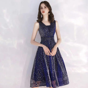 The Aubrey Blue Sequined Sleeveless Dress - WeddingConfetti