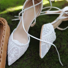 Load image into Gallery viewer, The Garden Wedding Lace Tie Heels