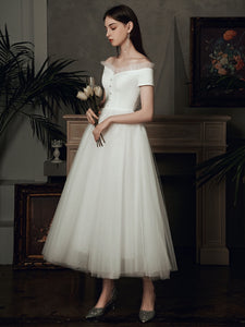 The Bridget Wedding Bridal Off Shoulder Gown (Available in Midi and Maxi)