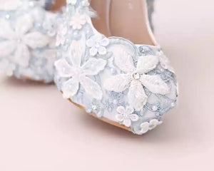 Wedding Bridal Floral Blue Heels - WeddingConfetti