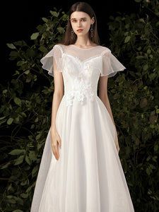 The Perla Wedding Bridal Cap Sleeves Gown
