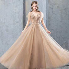 Load image into Gallery viewer, The Charlene Champagne Tulle Gown - WeddingConfetti