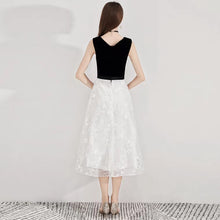 Load image into Gallery viewer, The Ixara Sleeveless White/Black Lace Gown - WeddingConfetti
