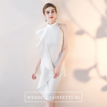 Load image into Gallery viewer, The Odellia Toga Sleeveless White / Pink Dress - WeddingConfetti