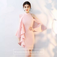 Load image into Gallery viewer, The Odellia Toga Sleeveless White / Pink Dress - WeddingConfetti