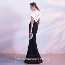 Load image into Gallery viewer, The Opedia Off Shoulder Black/Red White Dress - WeddingConfetti