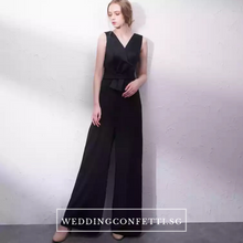 Load image into Gallery viewer, The Oorelle Toga Colour Block White and Black Pantsuit - WeddingConfetti