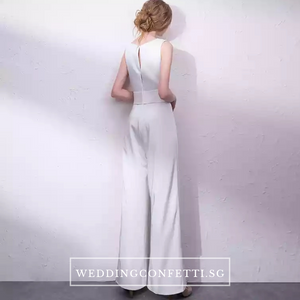 The Oorelle Toga Colour Block White and Black Pantsuit - WeddingConfetti