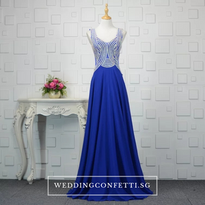 The Xandora Crystals Pink / Red / Blue Sleeveless Gown - WeddingConfetti