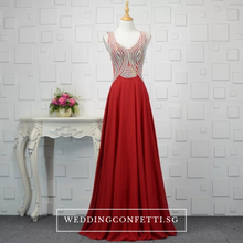 Load image into Gallery viewer, The Xandora Crystals Pink / Red / Blue Sleeveless Gown - WeddingConfetti
