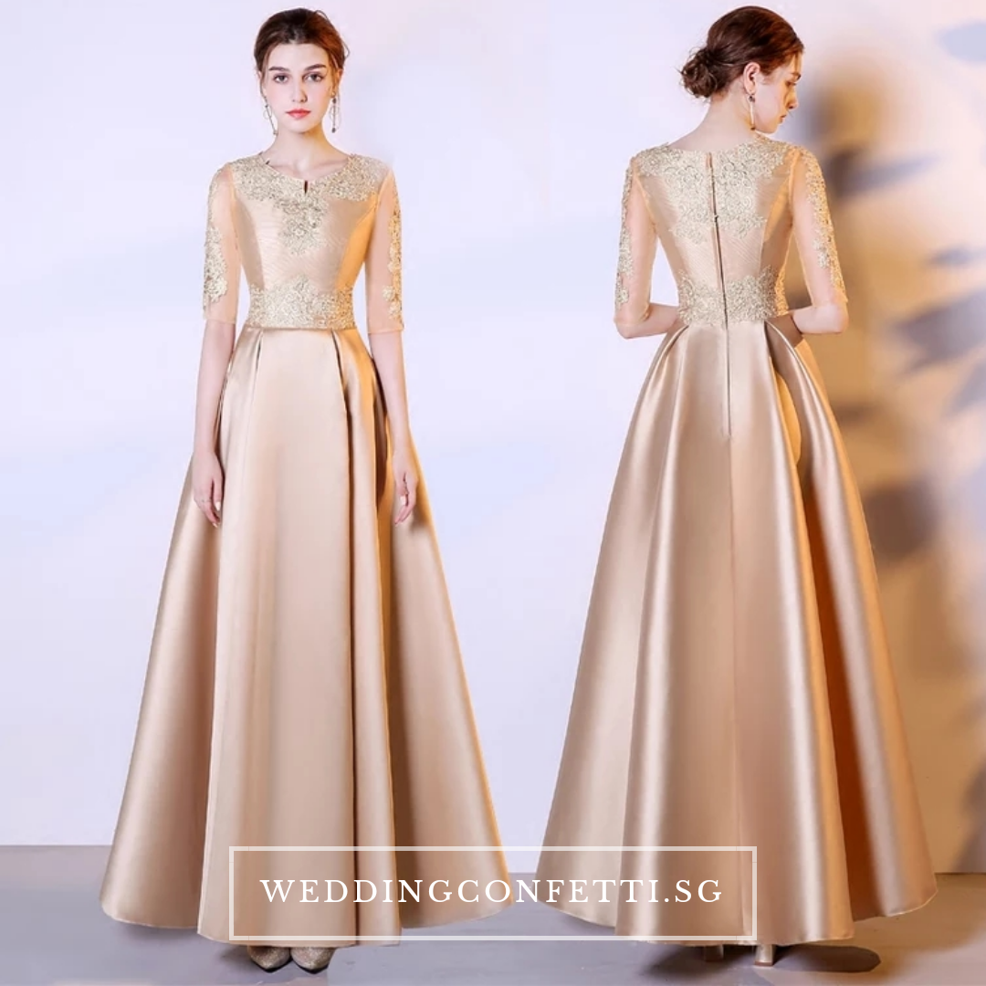 Gold satin 2025 evening gown