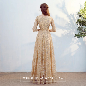 The Mydina Gold / Royal Blue / Red / Navy Blue Long Sleeves Dress - WeddingConfetti
