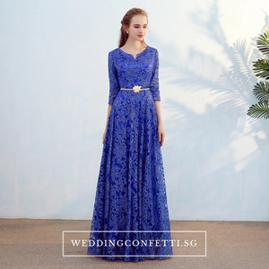 The Mydina Gold / Royal Blue / Red / Navy Blue Long Sleeves Dress - WeddingConfetti