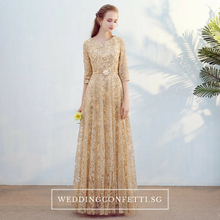 Load image into Gallery viewer, The Mydina Gold / Royal Blue / Red / Navy Blue Long Sleeves Dress - WeddingConfetti
