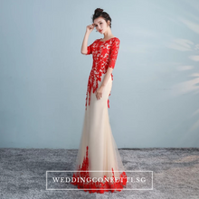 Load image into Gallery viewer, The Lerainne Champagne Red Long Sleeves Dress - WeddingConfetti