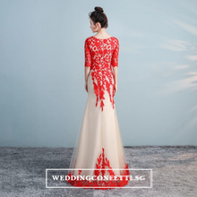 Load image into Gallery viewer, The Lerainne Champagne Red Long Sleeves Dress - WeddingConfetti
