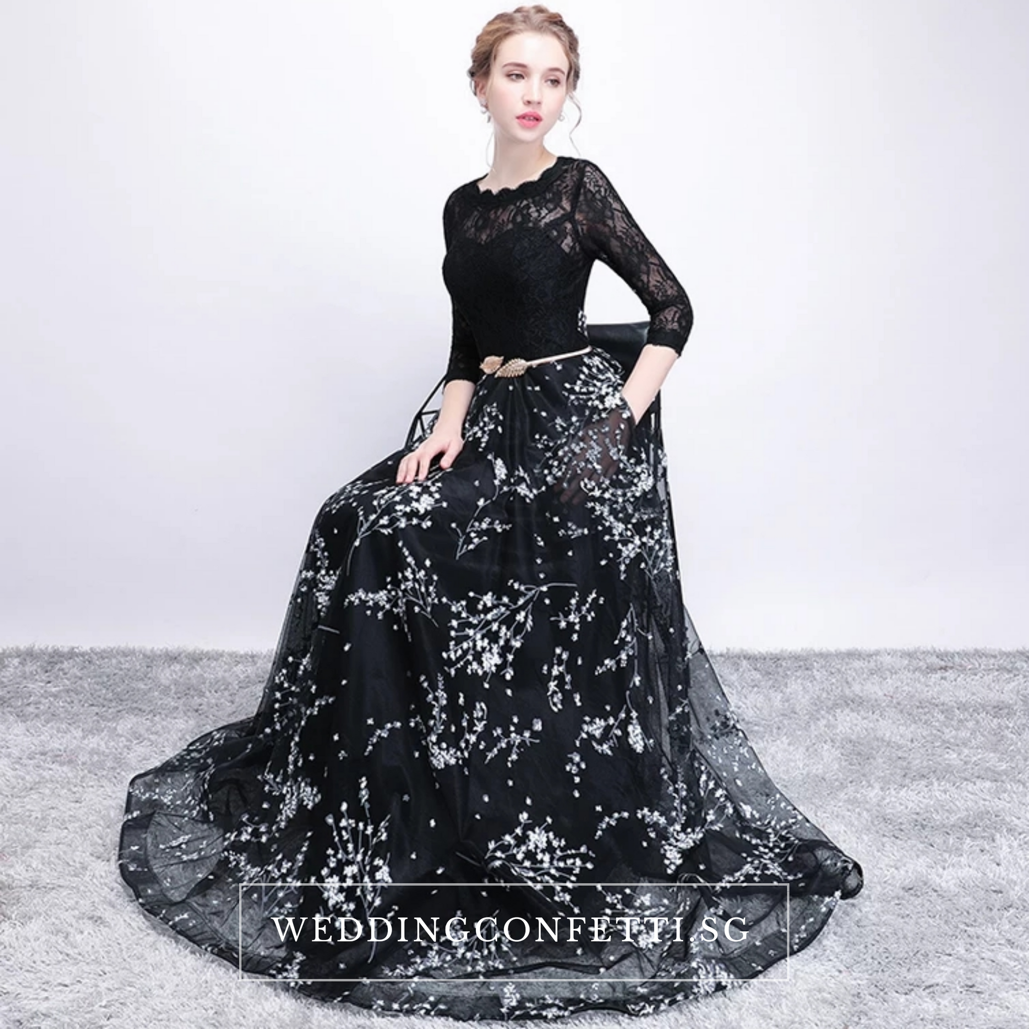 Black illusion gown deals