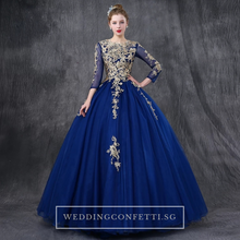 Load image into Gallery viewer, The Rosella Royal Blue/Red/Fuschia/Champagne Long Sleeves Gown (Available in 4 Colours) - WeddingConfetti